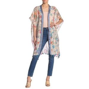 NWT ARATTA Nicola embroidered floral tassel Kimono ONE SIZE